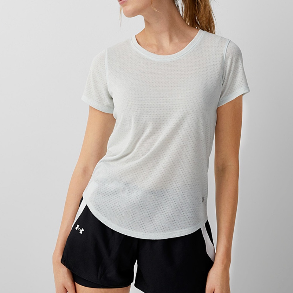 Under Armour Streaker lime green pointelle fitted tee NWT